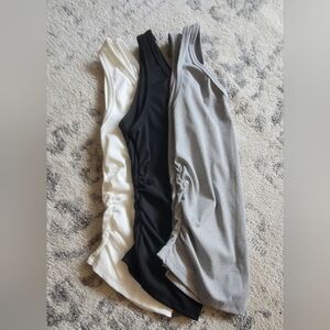 Women's Sleeveless Ribbed Tops - Black, Gray, White